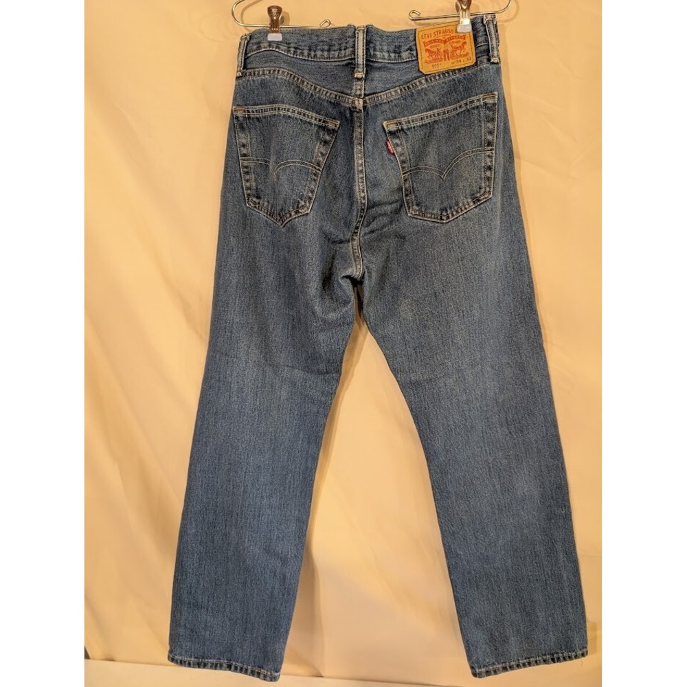 Levi's 505 Men's Jeans W34 L32 Regular Fit Straight Leg Denim Blue - Picture 3 of 5